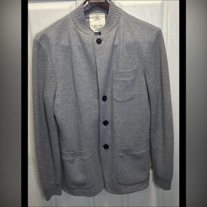 Q Clothier Italy 100% Virgin Wool Knit Jacket Sweater Gray Men Large Teba Luxe